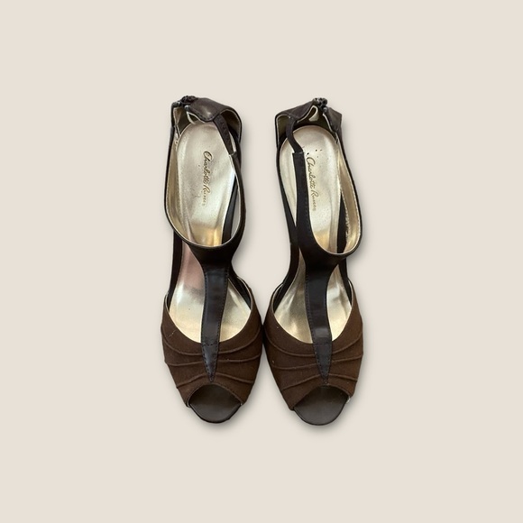 Charlotte Russe Open Toe Strap Heels Brown 9 - Picture 9 of 9